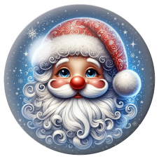 Cabochon en Verre Illustré Visage du Père Noël sur Fond Bleu Étoilé 12 à 25mm pour la Création de Bijoux Fantaisie - DIY