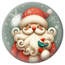Cabochon en Verre Illustré Père Noël et Petit Oiseau Turquoise 12 à 25mm pour la Création de Bijoux Fantaisie - DIY