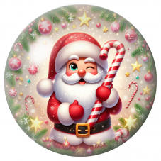 Cabochon en Verre Illustré Père Noël au Sucre d’Orge Géant 12 à 25mm pour la Création de Bijoux Fantaisie - DIY