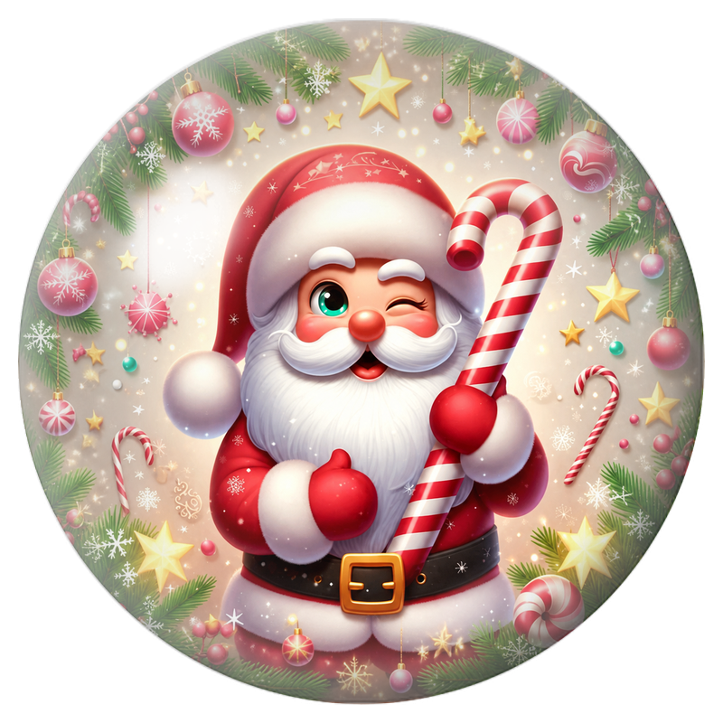 Cabochon en Verre Illustré Père Noël au Sucre d’Orge Géant 12 à 25mm