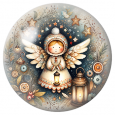 Cabochon en Verre Illustré Ange d’Hiver aux Lanternes 12 à 25mm pour la Création de Bijoux Fantaisie - DIY