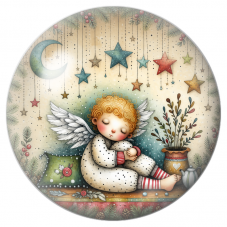 Cabochon en Verre Illustré Petit Ange Endormi sous les Étoiles 12 à 25mm pour la Création de Bijoux Fantaisie - DIY