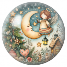 Cabochon en Verre Illustré Ange à la Baguette sur la Lune 12 à 25mm pour la Création de Bijoux Fantaisie - DIY
