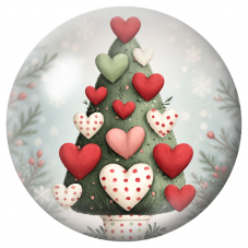 Cabochon en Verre Illustré Sapin de Noël aux Cœurs Colorés 12 à 25mm pour la Création de Bijoux Fantaisie - DIY