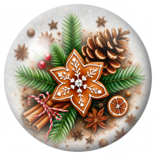 Cabochon en Verre Illustré Biscuit Flocon aux Épices de Noël 12 à 25mm pour la Création de Bijoux Fantaisie - DIY
