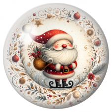 Cabochon en Verre Illustré Père Noël sur son Traîneau Fleuri 12 à 25mm pour la Création de Bijoux Fantaisie - DIY