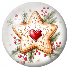 Cabochon en Verre Illustré Étoile de Noël au Cœur Rouge 12 à 25mm pour la Création de Bijoux Fantaisie - DIY