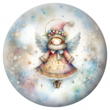 Cabochon en Verre Illustré Ange de Noël aux Ailes Bleues 12 à 25mm pour la Création de Bijoux Fantaisie - DIY