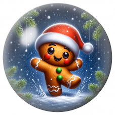 Cabochon en Verre Illustré Bonhomme en Pain d’Épices dansant sous la Neige 12 à 25mm pour la Création de Bijoux Fantaisie - DIY