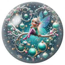 Cabochon en Verre Illustré Fée Argentée dans les Lumières de Noël 12 à 25mm pour la Création de Bijoux Fantaisie - DIY