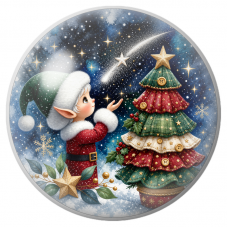 Cabochon en Verre Illustré Lutin sous une Étoile Filante 12 à 25mm pour la Création de Bijoux Fantaisie - DIY