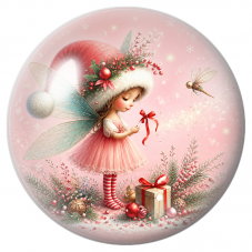 Cabochon en Verre Illustré Fée Rose au Nœud Rouge 12 à 25mm pour la Création de Bijoux Fantaisie - DIY
