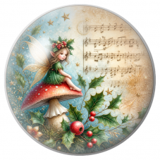 Cabochon en Verre Illustré Fée de Noël sur un Champignon Rouge 12 à 25mm pour la Création de Bijoux Fantaisie - DIY