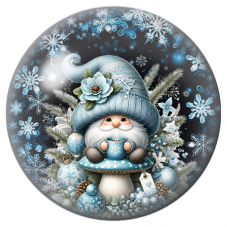 Cabochon en Verre Illustré Lutin Bleu à la Tasse de Chocolat Chaud 12 à 25mm pour la Création de Bijoux Fantaisie - DIY