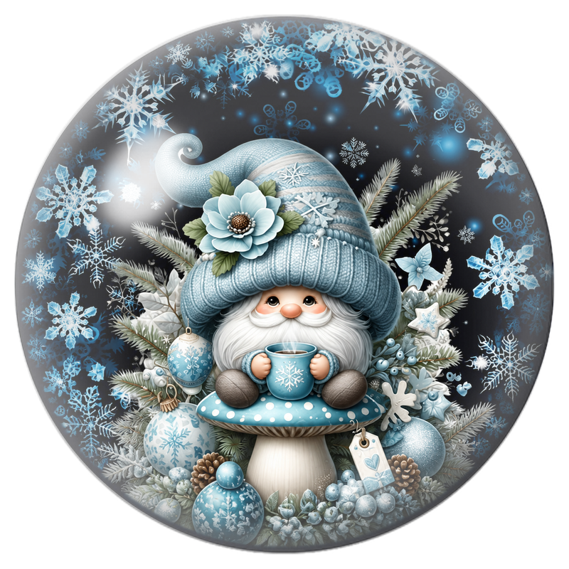 Cabochon en Verre Illustré Lutin Bleu à la Tasse de Chocolat Chaud 12 à 25mm