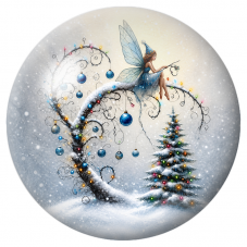 Cabochon en Verre Illustré Fée Bleue sur une Branche Illuminée 12 à 25mm pour la Création de Bijoux Fantaisie - DIY
