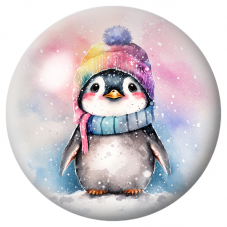 Cabochon en Verre Illustré Pingouin au Bonnet Arc-en-Ciel 12 à 25mm pour la Création de Bijoux Fantaisie - DIY
