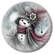 Cabochon en Verre Illustré Dame de Neige au Chapeau Fleuri 12 à 25mm pour la Création de Bijoux Fantaisie - DIY