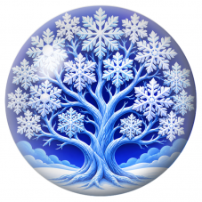 Cabochon en Verre Illustré Arbre de Glace aux Flocons Cristallins 12 à 25mm pour la Création de Bijoux Fantaisie - DIY