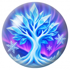 Cabochon en Verre Illustré Arbre de Cristal sous les Aurores Boréales 12 à 25mm pour la Création de Bijoux Fantaisie - DIY