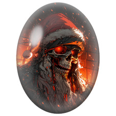 Cabochon en Verre Illustré Père Noël Squelette aux Yeux de Feu 13x18, 18x25 ou 30x40mm pour la Création de Bijoux Fantaisie
