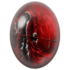 Cabochon en Verre Illustré Démon de Noël Ailé au Trident 13x18, 18x25 ou 30x40mm pour la Création de Bijoux Fantaisie - DIY