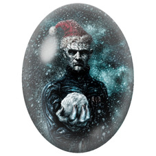 Cabochon en Verre Illustré Personnage Sombre au Bonnet Rouge dans la Neige 13x18, 18x25 ou 30x40mm pour la Création de Bijoux