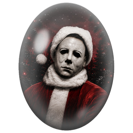 Cabochon en Verre Illustré Père Noël au Visage de Porcelaine 13x18, 18x25 ou 30x40mm