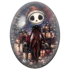 Cabochon en Verre Illustré Sapin de Noël Musical aux Crânes et à la Guitare 13x18, 18x25 ou 30x40mm pour la Création de Bijoux