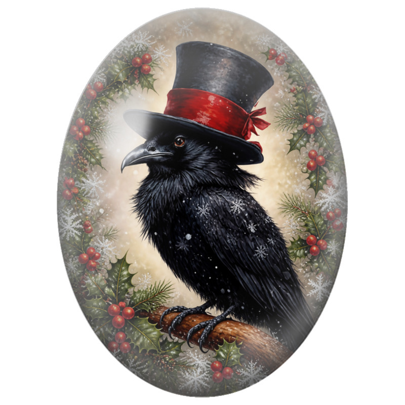 Cabochon en Verre Illustré Sapin de Noël au Cimetière sous la Lune Rouge 13x18, 18x25 ou 30x40mm pour la Création de Bijoux