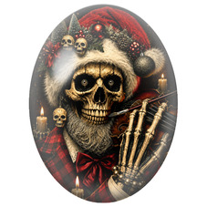 Cabochon en Verre Illustré Père Noël Squelette Jouant du Violon 13x18, 18x25 ou 30x40mm pour la Création de Bijoux Fantaisie