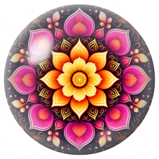 Cabochon en Verre Illustré Mandala Floral Rose et Or 12 à 25mm pour la Création de Bijoux Fantaisie - DIY