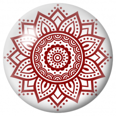 Cabochon en Verre Illustré Mandala Géométrique Rouge 12 à 25mm pour la Création de Bijoux Fantaisie - DIY