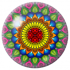Cabochon en Verre Illustré Mandala Coloré aux Cœurs et Feuilles 12 à 25mm pour la Création de Bijoux Fantaisie - DIY