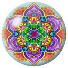 Cabochon en Verre Illustré Mandala Graphique Multicolore 12 à 25mm pour la Création de Bijoux Fantaisie - DIY
