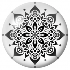 Cabochon en Verre Illustré Mandala Noir et Blanc 12 à 25mm pour la Création de Bijoux Fantaisie - DIY