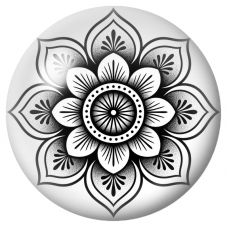 Cabochon en Verre Illustré Mandala Floral Noir et Blanc 12 à 25mm pour la Création de Bijoux Fantaisie - DIY