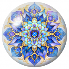 Cabochon en Verre Illustré Mandala Bleu, Violet et Or 12 à 25mm pour la Création de Bijoux Fantaisie - DIY