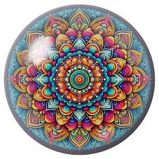 Cabochon en Verre Illustré Mandala Multicolore aux Pétales Graphiques 12 à 25mm pour la Création de Bijoux Fantaisie - DIY