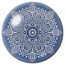 Cabochon en Verre Illustré Mandala Blanc sur Bleu Nuit 12 à 25mm pour la Création de Bijoux Fantaisie - DIY