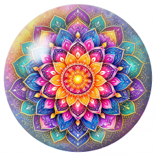 Cabochon en Verre Illustré Mandala Arc-en-Ciel et Or 12 à 25mm pour la Création de Bijoux Fantaisie - DIY