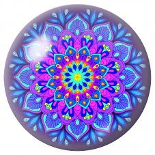 Cabochon en Verre Illustré Mandala Bleu, Rose et Violet 12 à 25mm pour la Création de Bijoux Fantaisie - DIY