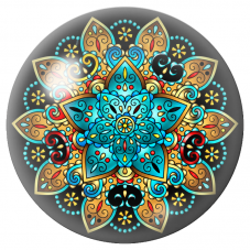 Cabochon en Verre Illustré Mandala Turquoise, Orange et Rouge 12 à 25mm pour la Création de Bijoux Fantaisie - DIY