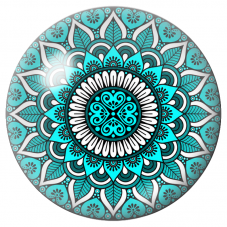 Cabochon en Verre Illustré Mandala Turquoise, Noir et Blanc 12 à 25mm pour la Création de Bijoux Fantaisie - DIY