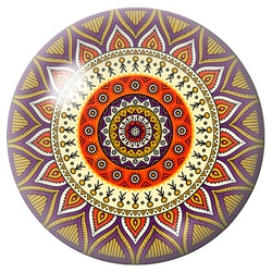 Cabochon en Verre Illustré Mandala Ethnique Orange, Violet et Jaune 12 à 25mm pour la Création de Bijoux Fantaisie - DIY