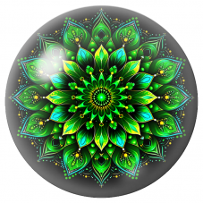 Cabochon en Verre Illustré Mandala Feuillage Vert et Turquoise 12 à 25mm pour la Création de Bijoux Fantaisie - DIY