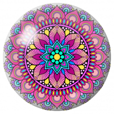 Cabochon en Verre Illustré Mandala Rose, Turquoise et Violet 12 à 25mm pour la Création de Bijoux Fantaisie - DIY