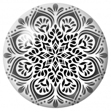 Cabochon en Verre Illustré Mandala Dentelle Noir et Blanc 12 à 25mm pour la Création de Bijoux Fantaisie - DIY
