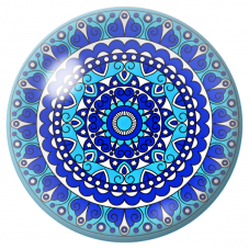 Cabochon en Verre Illustré Mandala Bleu, Blanc et Cyan 12 à 25mm pour la Création de Bijoux Fantaisie - DIY