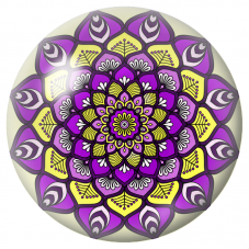 Cabochon en Verre Illustré Mandala Violet et Jaune 12 à 25mm pour la Création de Bijoux Fantaisie - DIY